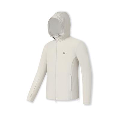 Fitness Mode Einfach Cool Atmungsaktiv Kapuze Langarm Jacke Herrenjacken Beifuß-Grau A51M521501F-BG
