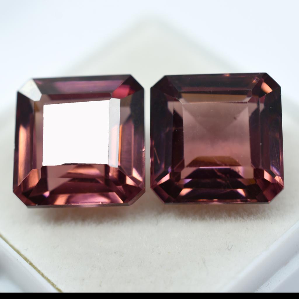Natural Sapphire Loose Gemstone 17.45 ct Pair Square Cut Padparadscha September Birthday Birthstone