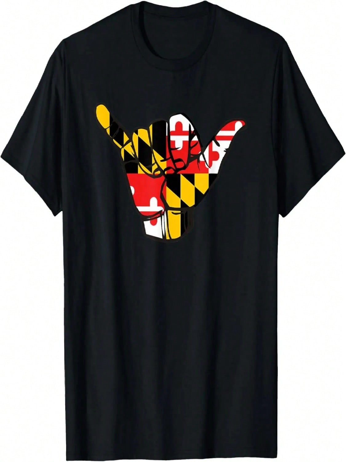 Maryland State Flag Shaka Hand Hang Ten Ocean City Surfing T-Shirt S разноцветный
