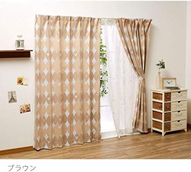 Disney Mickey Mouse Level 2 Blackout Set of 100 X Nordic Curtains, 2, 135cm, Style, Brown, SB-422