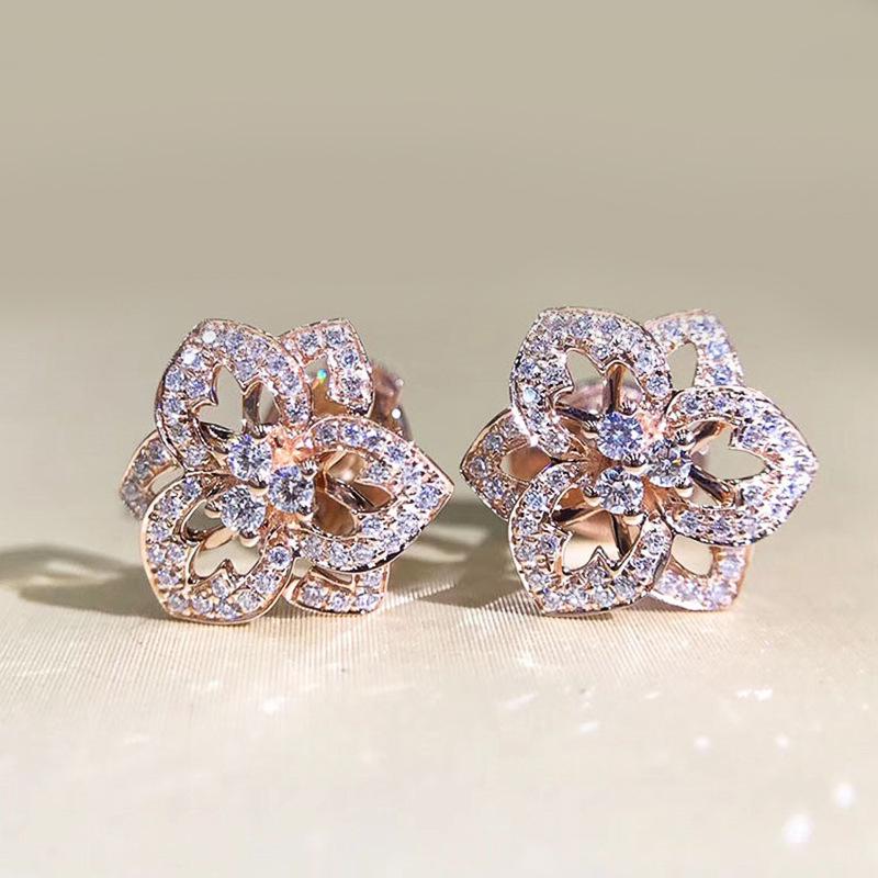 

Эксклюзивные серьги Cao Shi Flower Zircon: Милый стиль знаменитости с изысканной медной отделкой