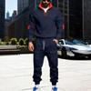 Men's Casual Heavy-duty Fleece Loose Stand-up Collar Casual Sweatshirt, Men's Sportswear Workwear Sweatshirt And Pants Set