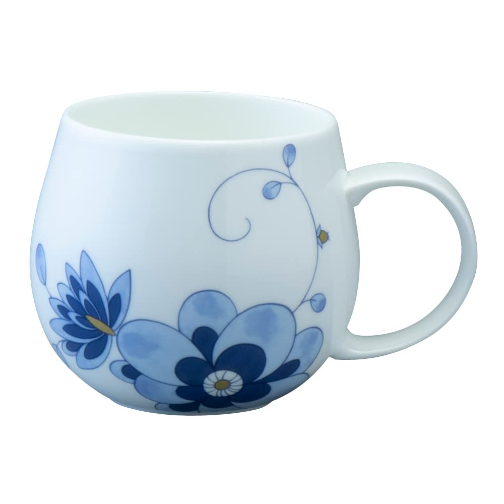 NARUMI Milano Duo Mug, 360cc, Blue, Plum Blossom Balloon Shape, Heartwarming Design, Microwave and Dishwasher Safe, Gift Boxed, 52442-2816