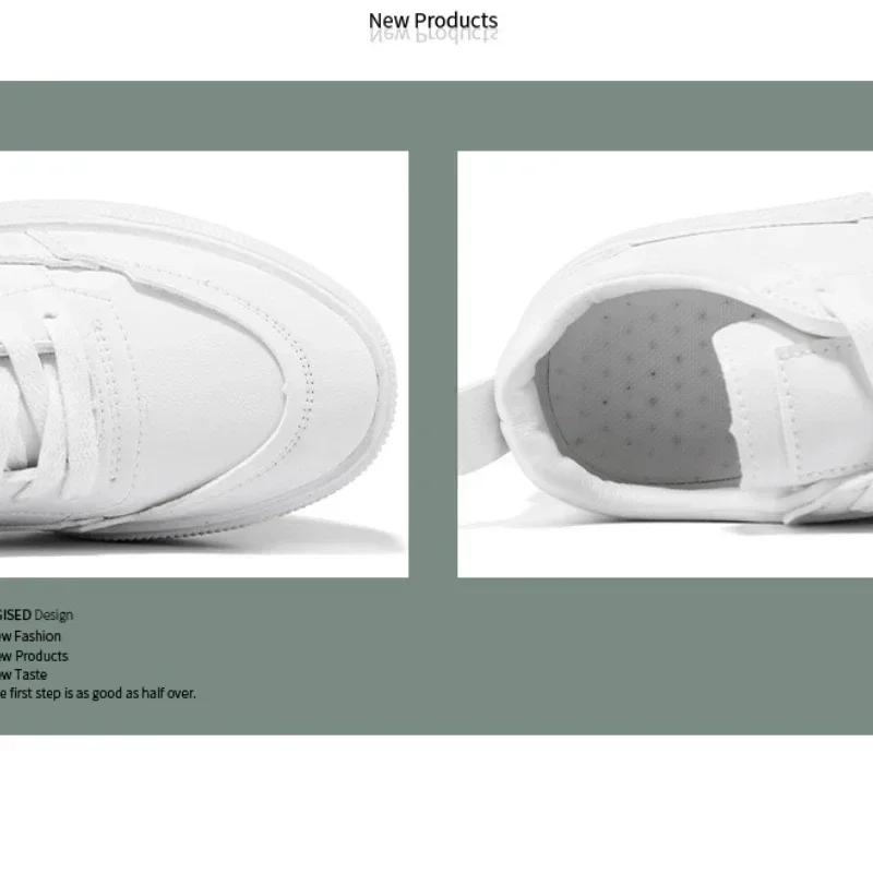 2025 New Men's White Shoes Leather Casual Sports Shoes Comfortable Vulcanized Shoes Men's White Men's Tenis Masculinos