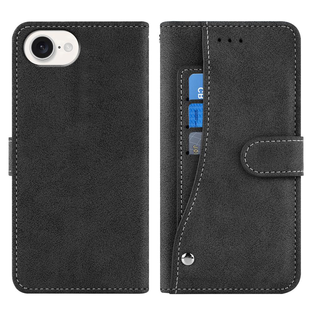 

For iPhone 16e Case Retro PU Leather Wallet Phone Cover with Rotating Card Slots Holder