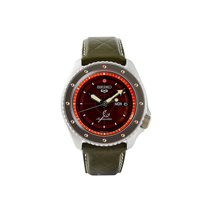 SEIKO SEIKO5 Mechanical Movement Leather Strap Watch Men s Watches Red Watch Dial SRPF59K1 Red Watch Dial SRPF59K1