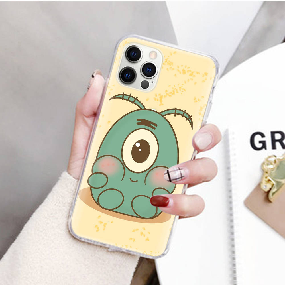 JS43 SpongeBob Transparent Case for Samsung A04 A14 A23 M33 M53 Realme 10 9 C35 C55 VIVO Y02 X80 Infinix Hot 30 Note 11 Tecno Spark 8P Pro