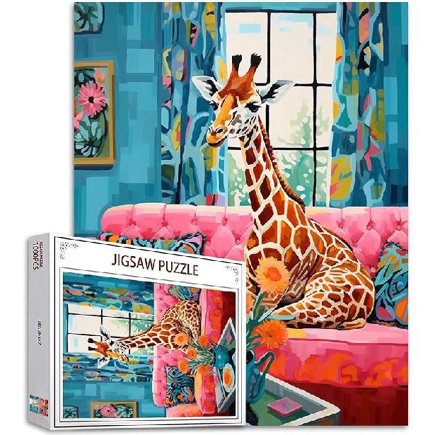 Adorable Pig in Bathtub Jigsaw Puzzle 1000 Pieces Puzzles for Adults, Farmhouse Animal Flowers Jigsaw Puzzles for Challenging Family Activity Games