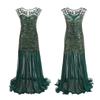 Retro-Pailletten-Perlen-Abendkleid mit Rüschen, 1920er Jahre