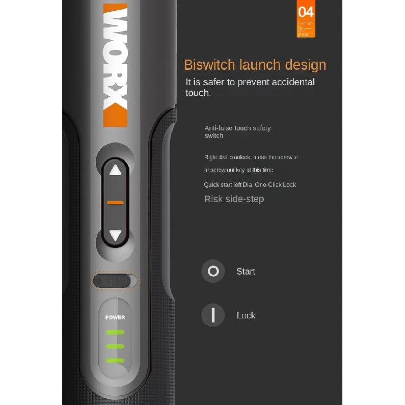 Worx 4V Electrical Screwdriver Sets WX242 Smart Cordless Electric Screwdrivers USB Rechargeable Handle 30 Bit Sets Power Tools