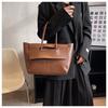 Women Casual Commuting Bag Large Capacity PU Leather Vintage Shoulder Bag Solid Color Fashion Tote Handbag Retro Messenger Bag