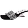 French beautiful slope heel one-word sandals women wear in summer, new rhinestone straps with skirts, high heels and cool slippers