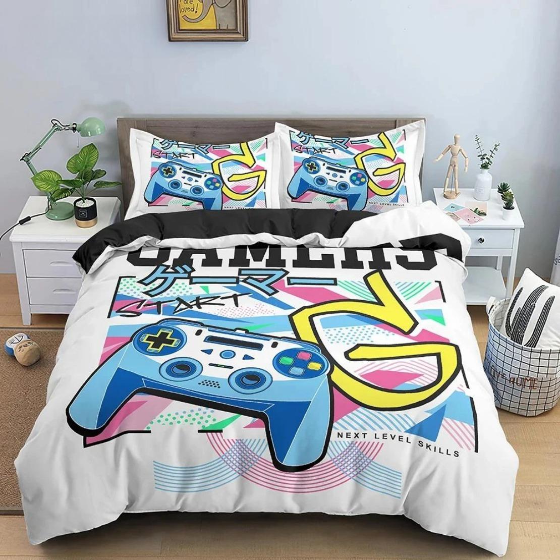 

2/3Pcs Game Bedding Set Gamepad Duvet Cover Teens Video Game Quilt Cover Set ,King, Double Bed, For Bedroom 135x200cm 2pcs