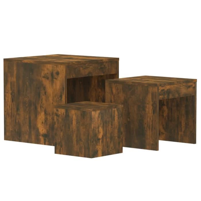 VidaXL Tables gigognes 3 pcs Chêne fumé Bois d'ingénierie 815225
