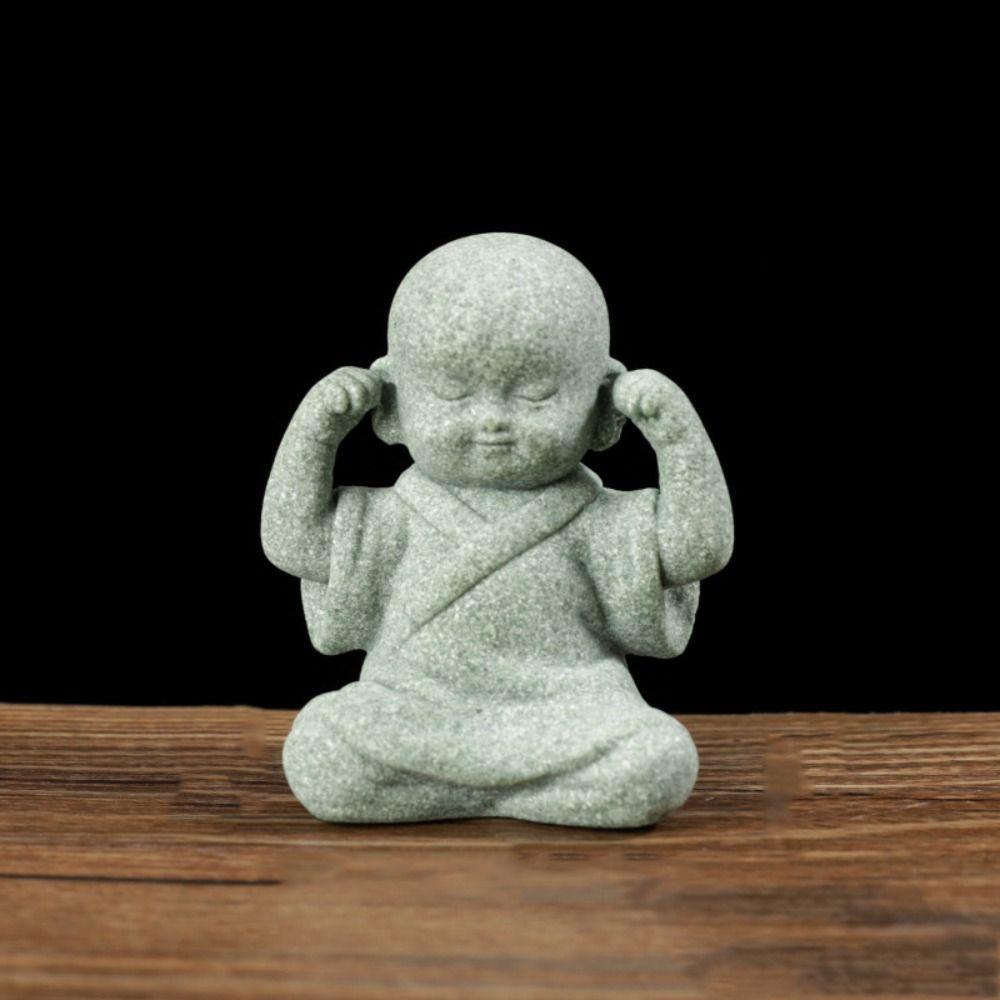 Cute Mini Bald Monk DIY Buddha Statue Durable Little Monk Ornament  Meditation Home