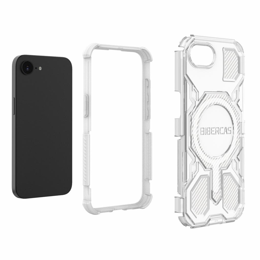 BIBERCAS J-16 Transparent Series For iPhone 16e Case Compatible with MagSafe TPU+PC Phone Cover