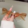 8 Pcs Per Set Cute Heart Shaped Sunglasses for Girls New Stylish Multi-color Children Sun Glasses Trendy Gradient Decor Shades