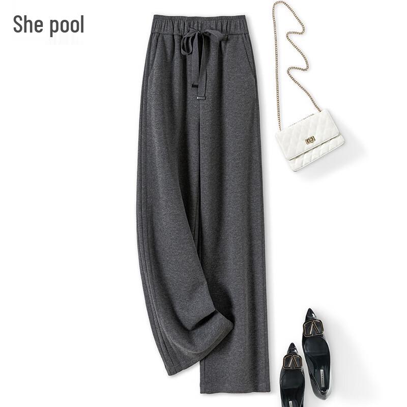 

Women s Drawstring Elastic Waist Draped Casual Long Pants S