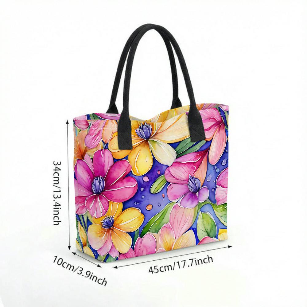 Floral Printed Large Capacity Tote Bag Casual Daily Shoulder Handbag