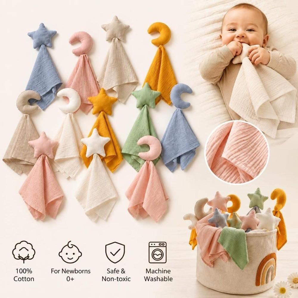 A Class Baby Comfort Blanket Star Moon Shape Baby Lovey Doll Teething Baby Comfort
