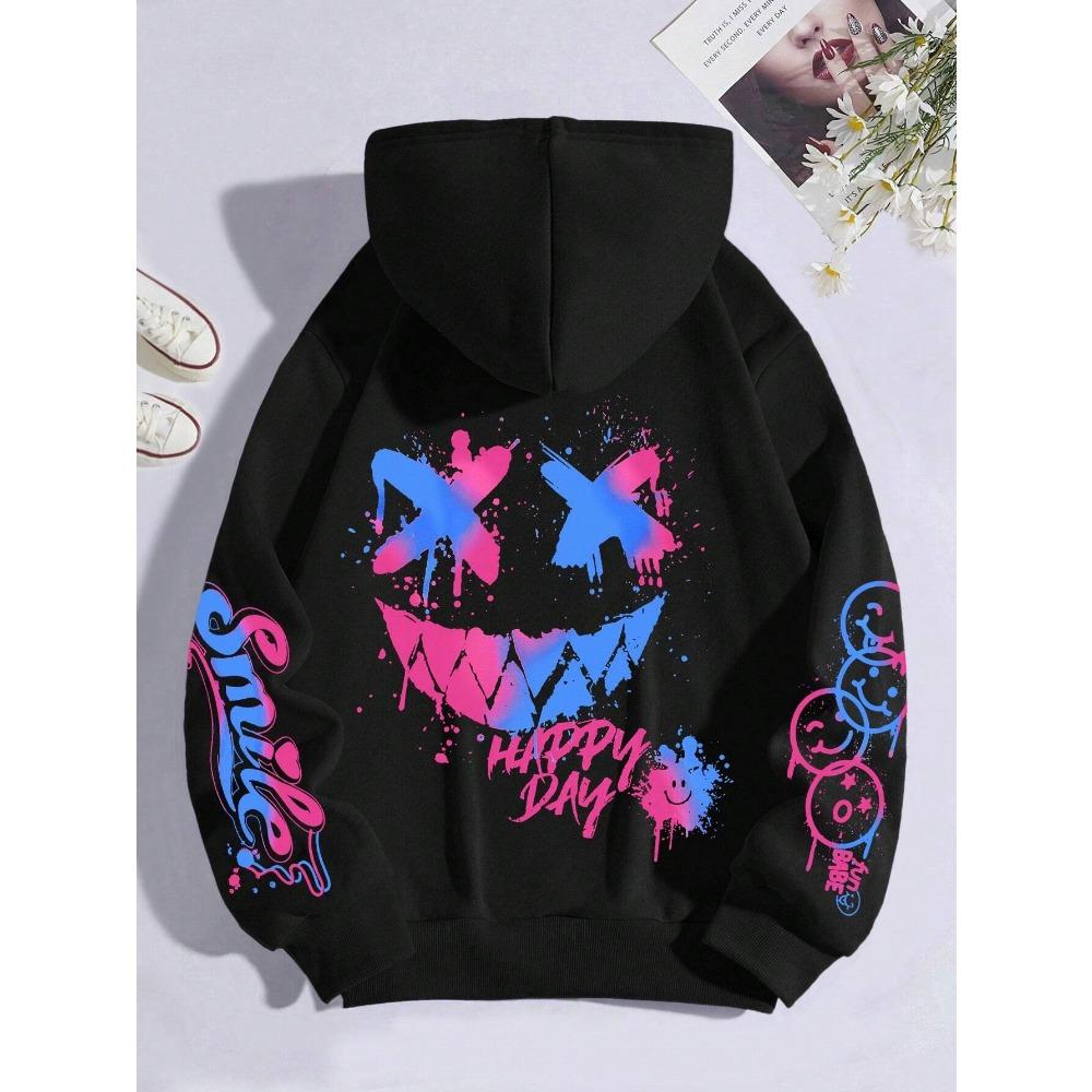 Felice Giorno Stampa Graffiti Felpa con Cappuccio per Bambini Street Hip Hop Felpa con Cappuccio Moda Felpe con Cappuccio Vintage Abbigliamento Ragazzo Ragazza