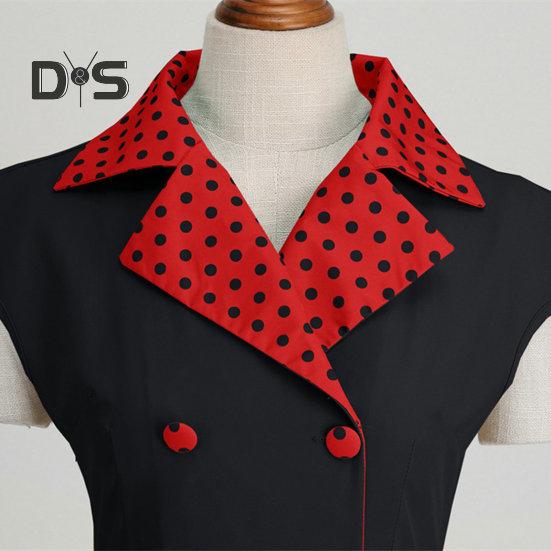Elegant Ladies Dress Dot Printed Lapel Collar Bow On Waist Sweet Style Casual Party Dress Sleeveless Tight Waist Slim Mid-length Dress Women Summer