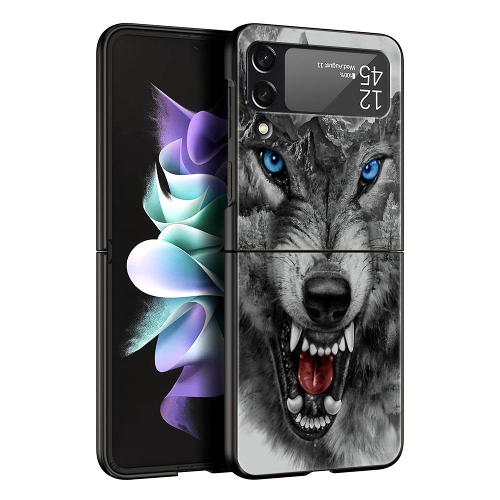 Z Flip 4 Phone Case for Samsung Galaxy Z Flip 3 5G ZFlip3 Flip3 zflip Flip4 Black Hard Cover Lion Tiger king monkey animal Shell