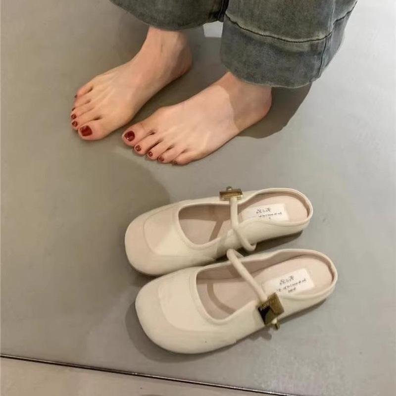 

Fan Jieya красные туфли Мэри Джейн женская обувь 2025 весна и осень новые круглый носок мягкая подошва ремешок с перепонкой мелкий вырез французские одинарные туфли 40