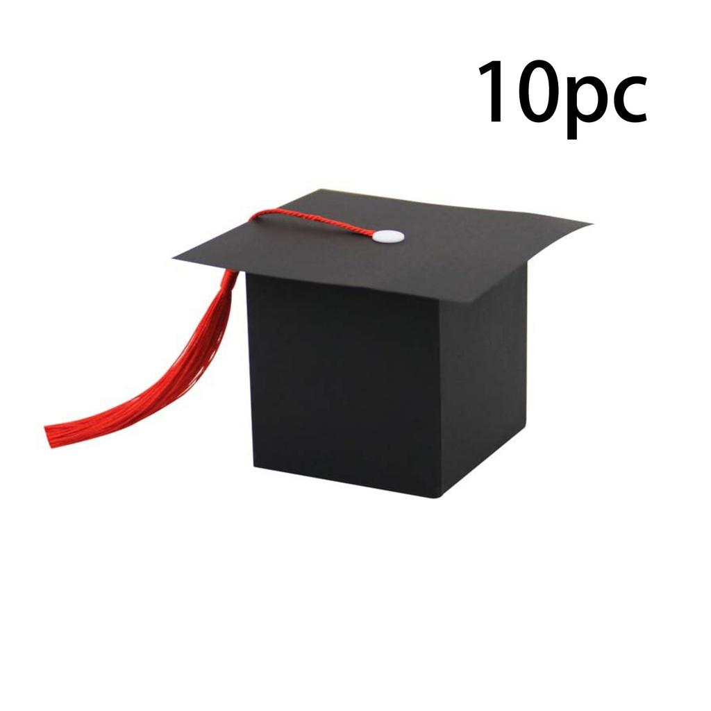 10pcs Graduation Candy Box, Graduation Cap Gift Box With Tassels, DIY Graduation Decoration Box Small Snack Chocolate Box