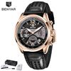 BENYAR 5171 New Fashion Men's Top Leather Quartz Watch Stainless Steel 30M Waterproof Luminous Reloj Hombre Watches for Man