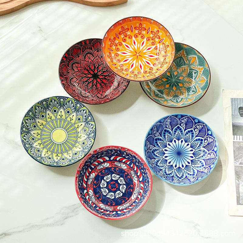 Bohemian 5-Inch Ceramic Underglaze Snack Plate - 2025 Model for Home Use