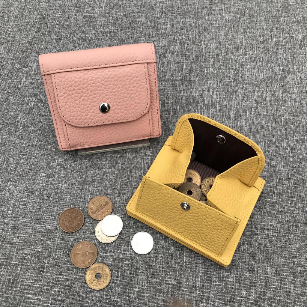 Bearneko Mini-Brieftasche, Dünnes Echtes Leder, Für Damen und Herren, Klein, Kompakt, Ultraleicht, mit Münzfach, Unisex (Schwarz)