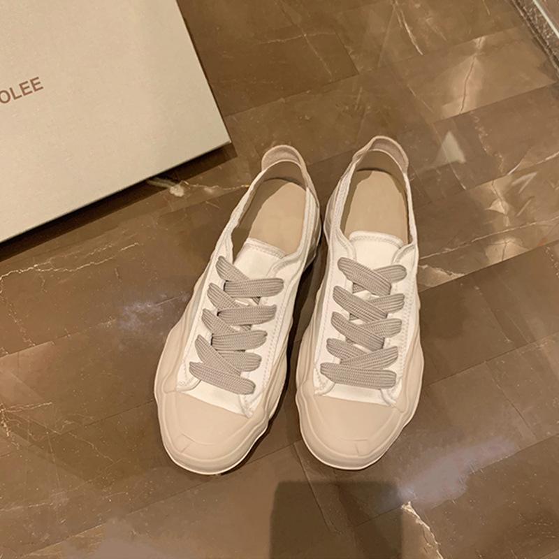 Grape mother studiolee summer round head lace-up canvas shoes versatile dissolving semi-drag casual sports board shoes women