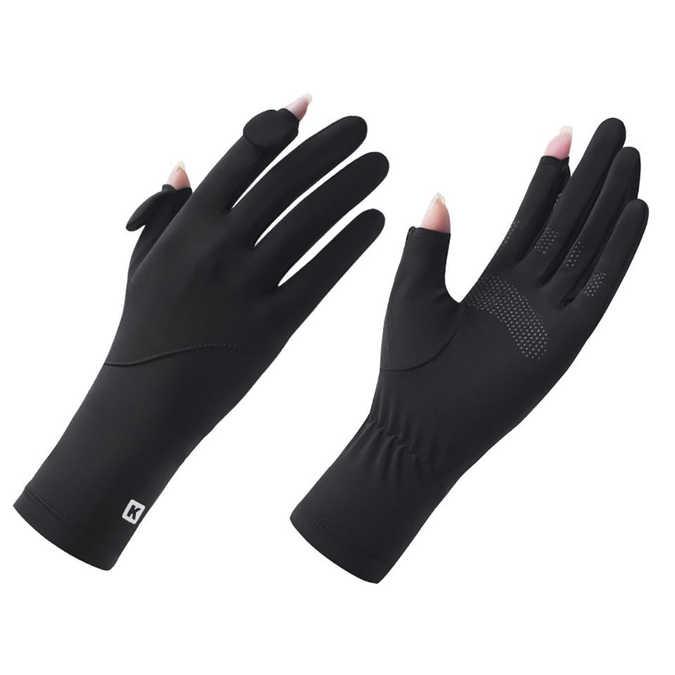

Gobygo Summer Sunscreen Gloves Non-Slip Touch Screen Uv Protection Ice Silk Lengthened Wrist Protection Sunscreen Riding Gloves
