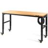 Werkbank höhenverstellbar, 122cm B X 51cm T X 104cm H Garagentisch mit 79 – 104 cm Höhen & 720KG Tragfähigkeit, mit Steckdosen & Hartholzplatte &