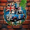 Metal British Vintage Car Racing Union Jack Wall Art Aluminum Tin Sign Man Cave Decor
