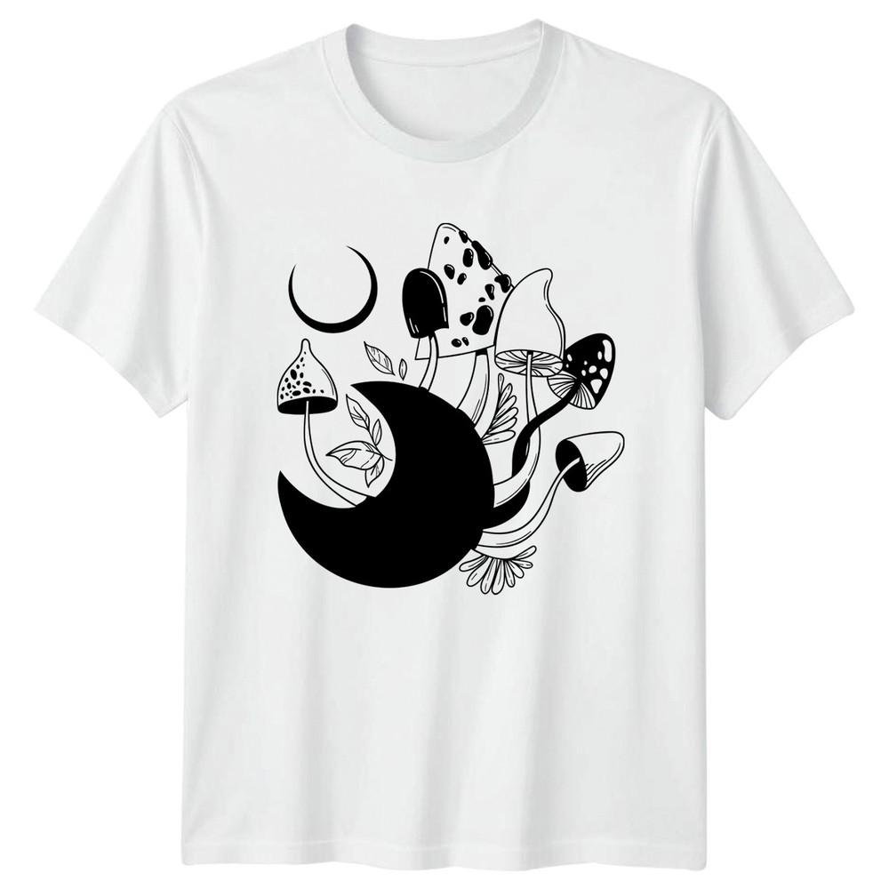 Mystical Mushroom Moon Forest TShirt Celestial Fungi Nature Bohemian S
