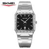 SKMEI 9383 Men's Quartz Watch for Men Stainless Steel Fashion Sports Waterproof Silver Wrist Watch Luxury New Simple Square