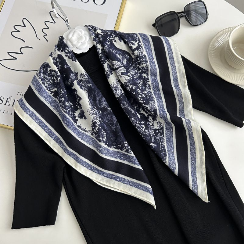 Decorative Simple Texture Silk Scarf Women'S New Style Spring And Autumn Summer Fashion Versatile Headscarf Work Scarf