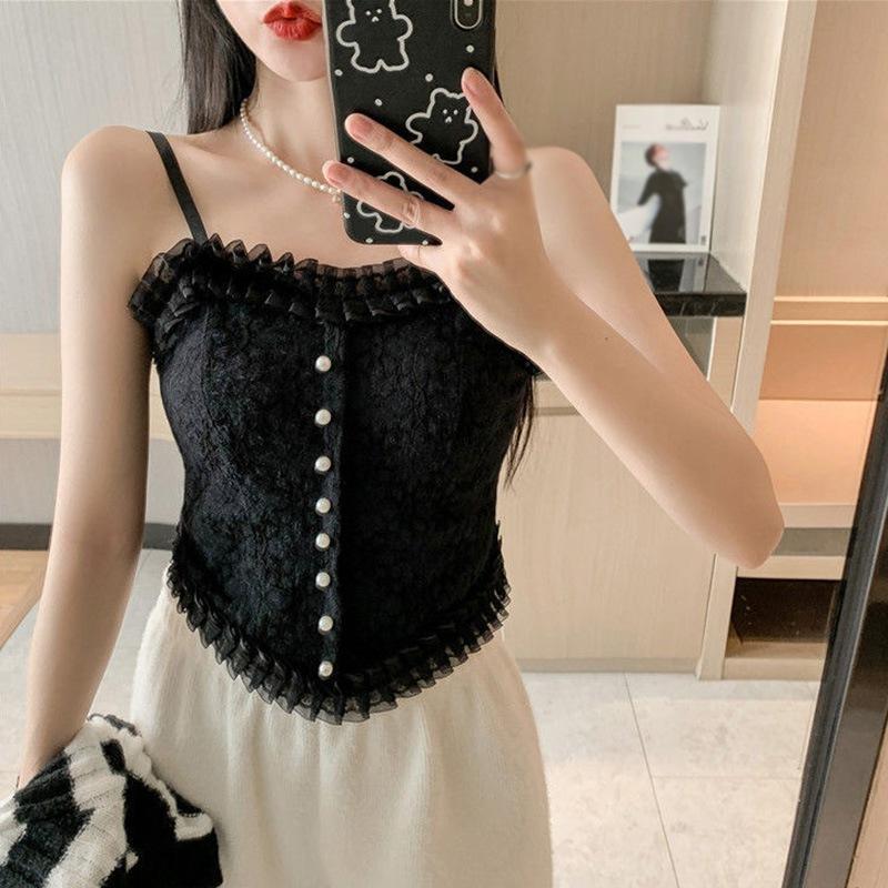 

Кружевной лоскутный топ на тонких бретельках E-Girl Slim Fit Crop Camis топы с открытой спиной Женская летняя одежда