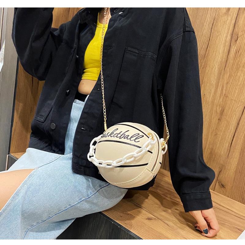 Tooxika Damen Neue runde Basketball-Handtasche mit Ball, vielseitige Umhängetasche, kleine Tasche