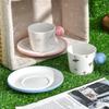 Customized Ceramic Cup and Saucer Set with Handle - Premium, Unique, Ideal for Couples, Includes Two Cups.
