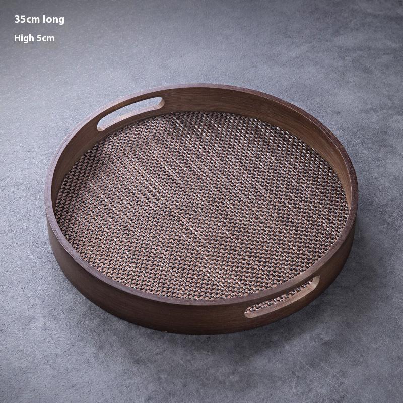 Tea Tray Tea Set Tea Cup Water Cup Tray Home Living Room Fruit Dim Sum Round Dry Soak Tray Bamboo Tray Tea Ceremony