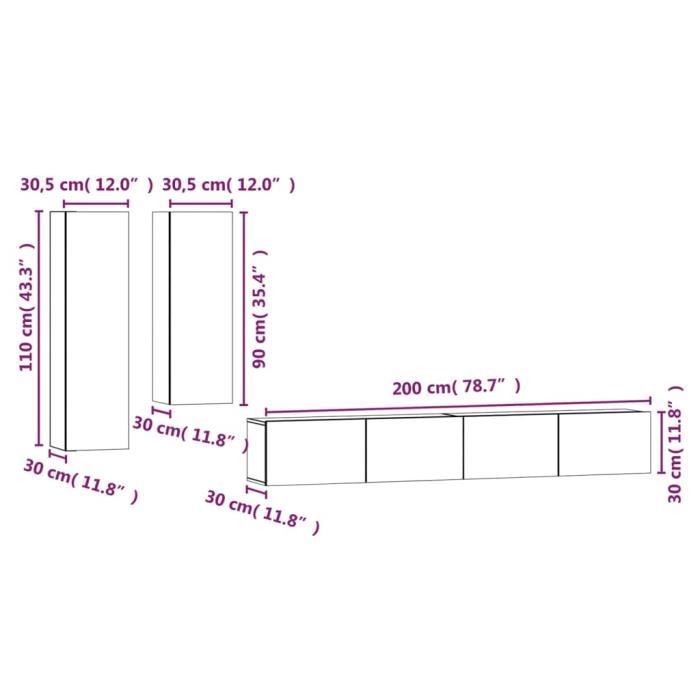 VidaXL TV Furniture Set 4 Pcs White Engineered Wood 3114630