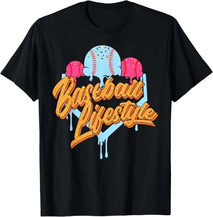 Baseball Lifestyle Home Plate Ice Cream Drip  Boys Kids T-Shirt 140