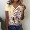 Fashion Sunflower Floral 3D Print Summer Women V-Neck  Harajuku Oversized Streetwear Y2k