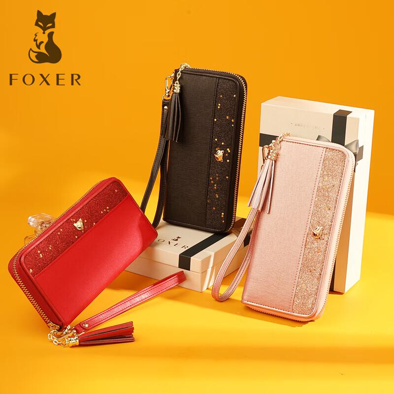 FOXER Women's Sequin Leather Long Wallet