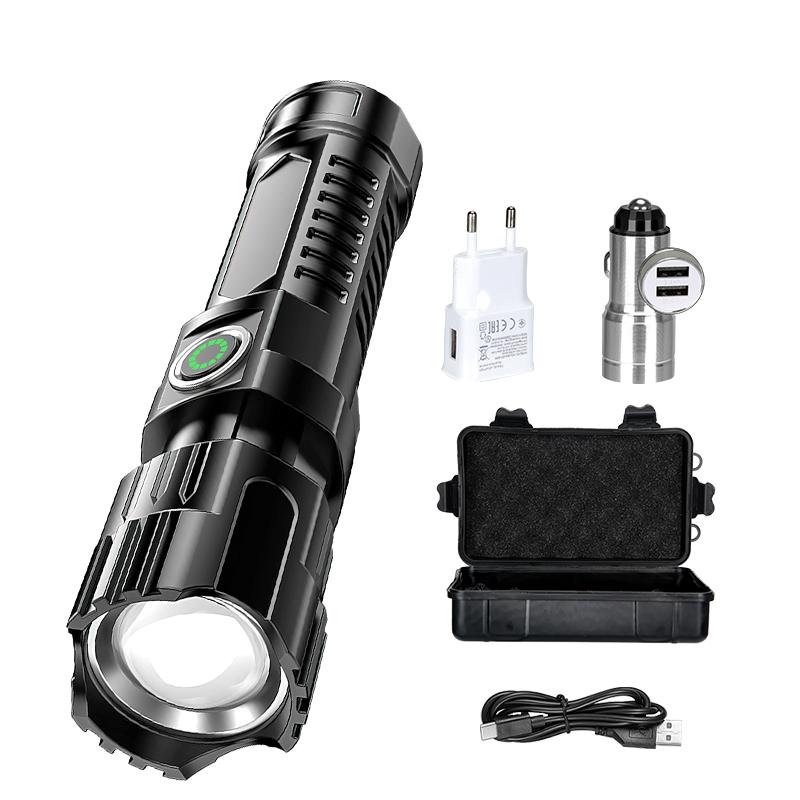 Super Bright LED Flashlight Rechargeable Tactical Zoomable Torch,Waterproof Search Light for Camping Emergency Hunting Cycling