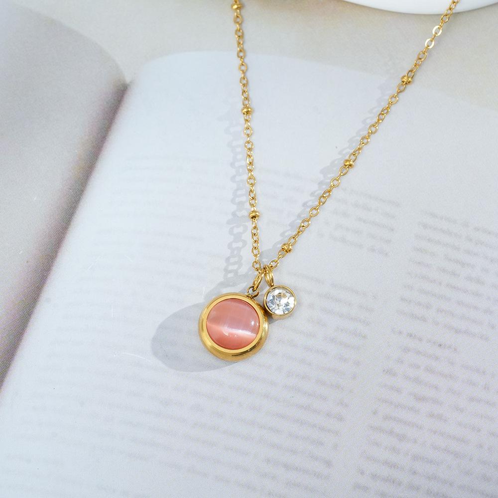 Cat Eye Rhinestone Clavicle Necklace: Full Titanium Steel, Luxury Summer Design for Women’s High-End Style