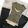 Cotton Blend Vintage Square Neck T-Shirt Slim Fit Y2K Crop Top Women